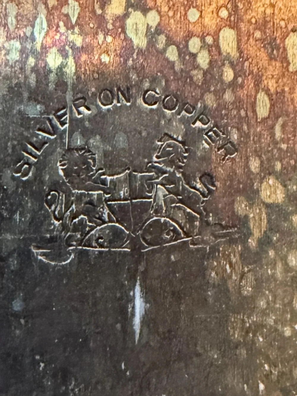 Vintage Sheffield  Silver Co. Silver on Copper Serving Tray